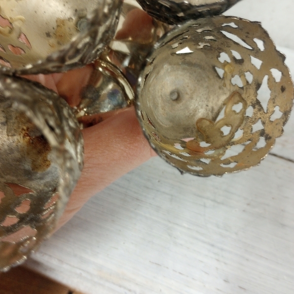 Vintage Antique Set of 4 Metal Silver Plated Tulip Cordial Glass Holders Cups. - Picture 11 of 11